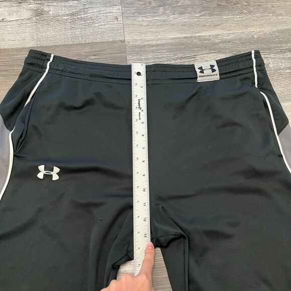 Under Armour Black Gray Mens L Loose Fit Ankle Zip Warm Up Athletic Sweatpants - Picture 7 of 13